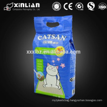 high quality plastic gusset cat litter bag with die cut handle/stand up pet food bag with zipper and handle